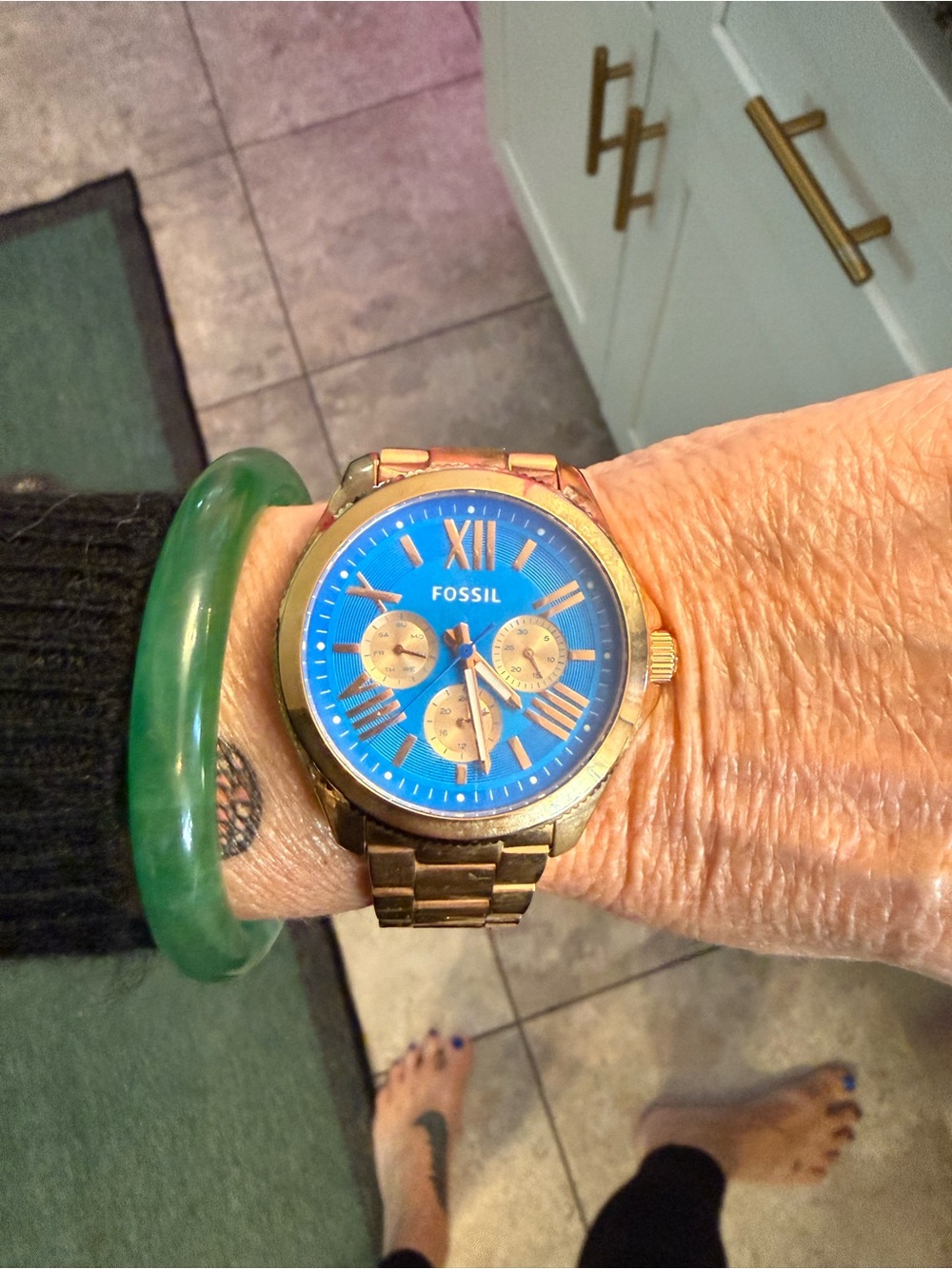 Fossil Gold-Tone Men's Chronograph Watch with Blue Dial